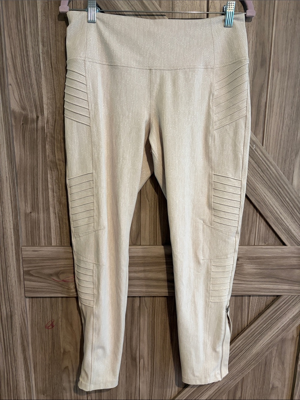 Athleta Cream Moto-Panel Ponte Leggings